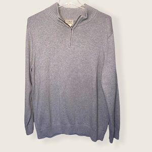L.L. Bean Men's Sz XXL Cotton Sweater Quarter-Zip Mock Neck Pullover Gray Knit